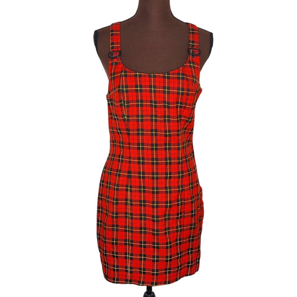 Byer‎ Too California Vintage Jumper Dress Junior Size 9 Plaid Red Straps